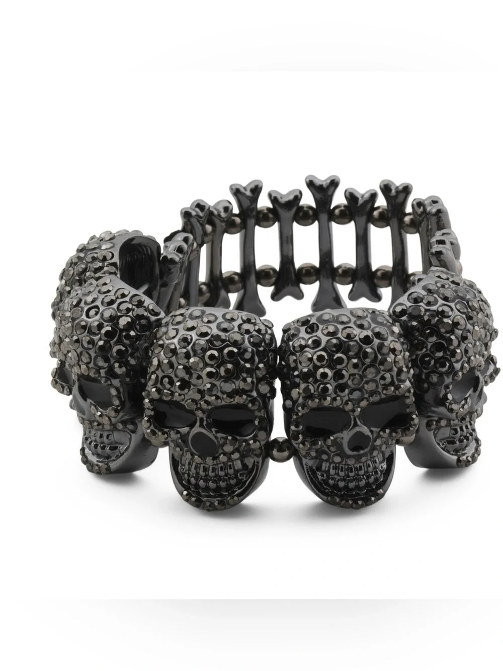 Natasha Hematite Crystal Skull Stretch Bracelet